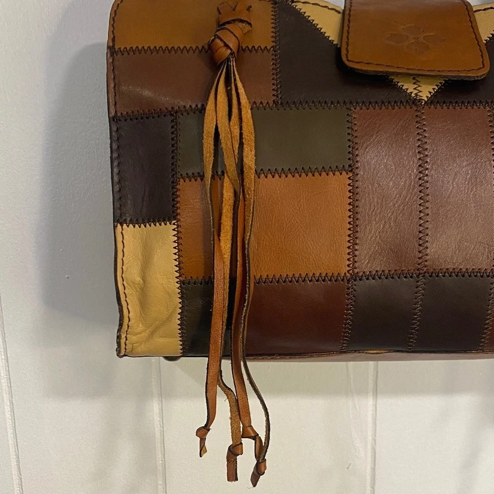 Patricia Nash Rienzo Patchwork Leather Satchel Boho Artisan Western Festival Bag